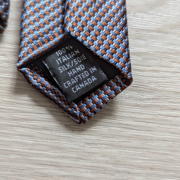 Blue and Brown Silk Biederman Tie - Picture 4 of 7